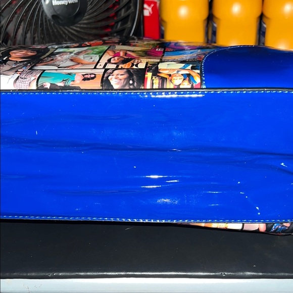 Colorful Collage Handbag with Blue Accents - Picture 4 of 9